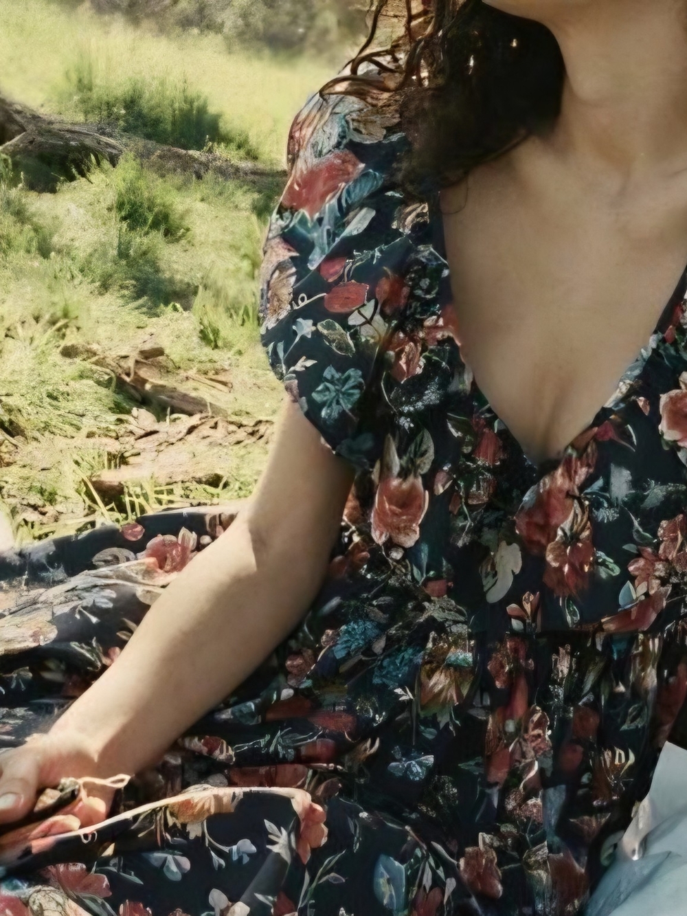 Doen Pecos Indigo Iris Floral Dress L